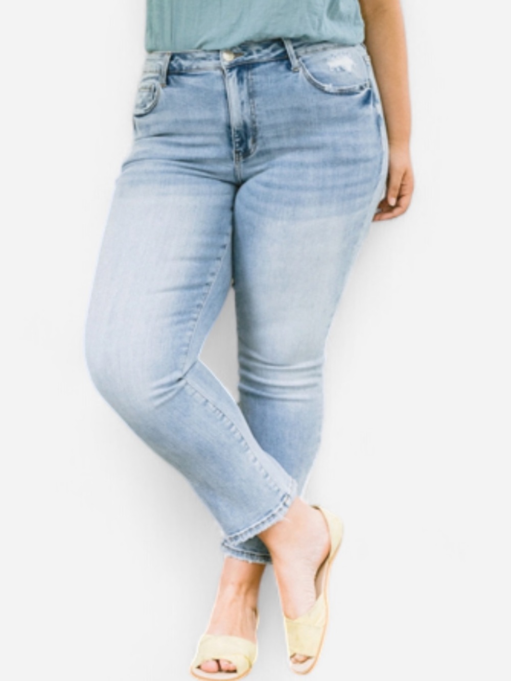 Lovervet by Vervet Light Wash Mid-Rise Slim Straight Ankle Jeans Sz 20W NWT